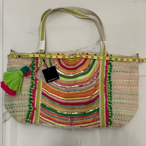 AMERICA & BEYOND Alex Embellished Hand Beaded Tote, NWT, Orig. $178 - Picture 5 of 16